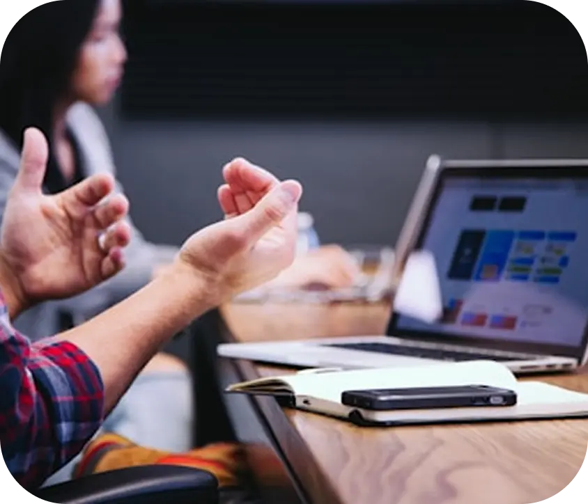 Team members discussing